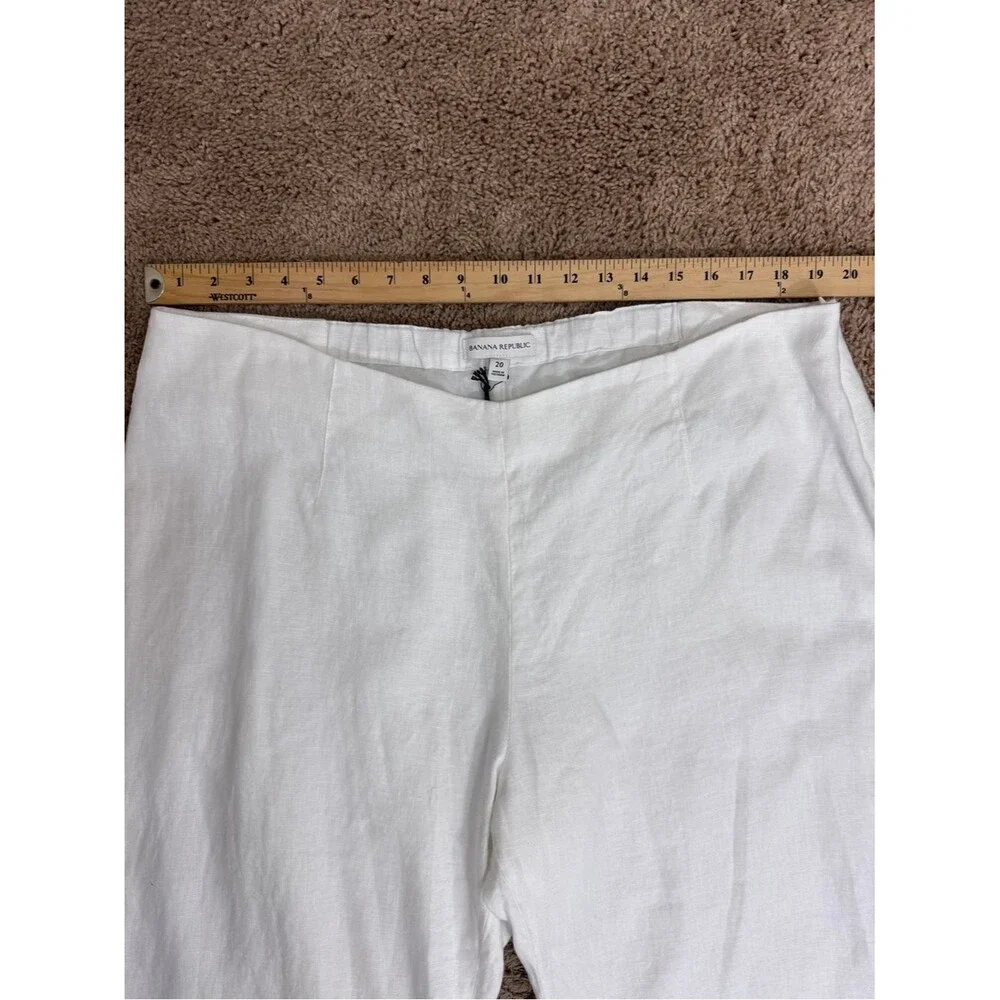 NWT Banana Republic White Linen Wide-Leg Cropped Pants Lace Hem size 20 Summer